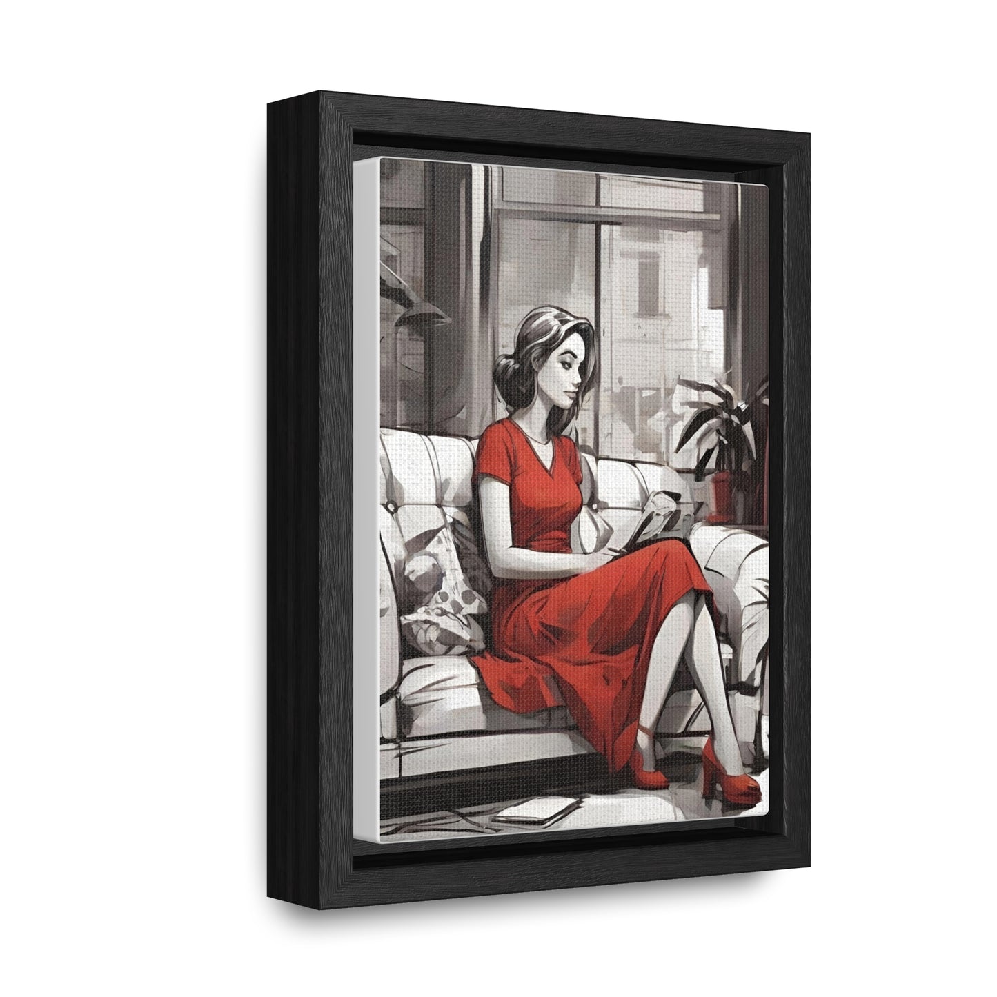 Lady in red, Gallery Canvas Wraps, Vertical Frame