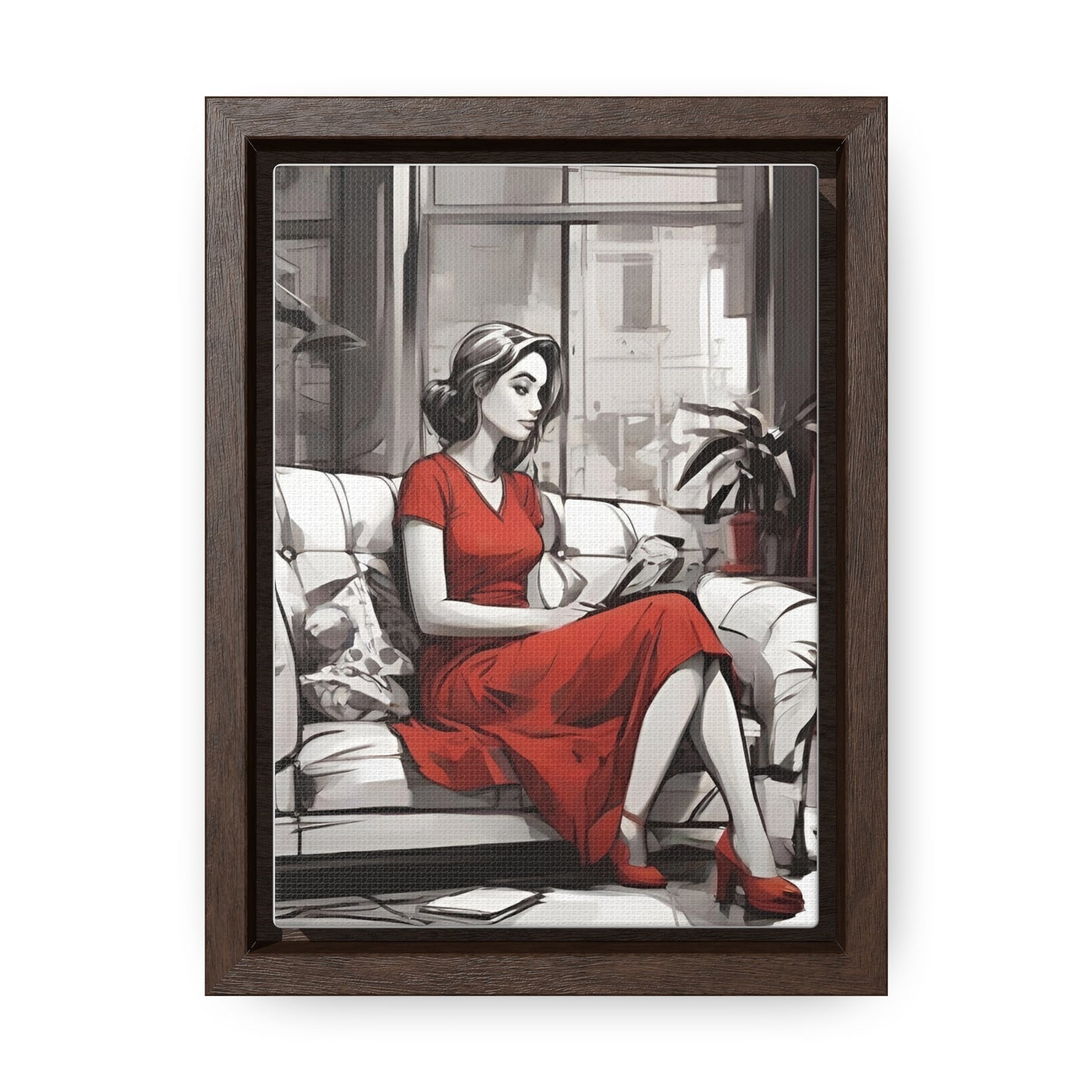 Lady in red, Gallery Canvas Wraps, Vertical Frame